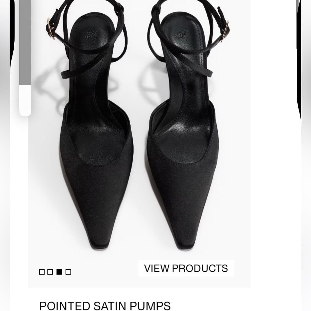 H&M Black Satin Pointed Heels
